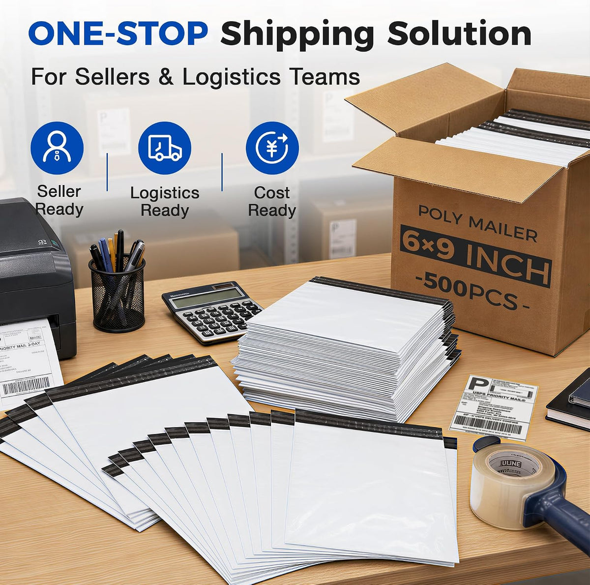 Bulk Pack 500 Pcs White Poly Mailers 10x13 Inch