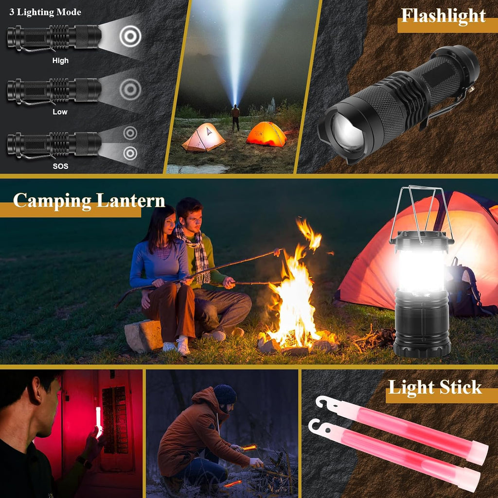 318 PCS Emergency Survival Kit, Survival Gear and Equipment First Aid Kit Med Supplies for Vehicles Travel Car