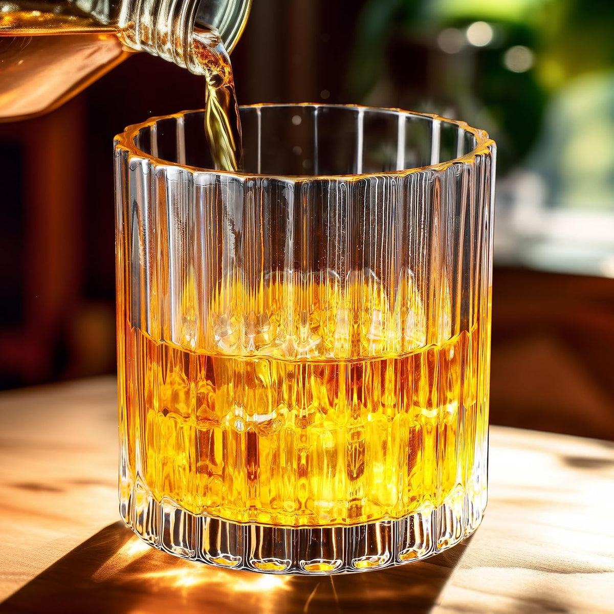12 Pack Rocks Glasses, 10 oz Old Fashioned Tumblers,Vintage Ribbed