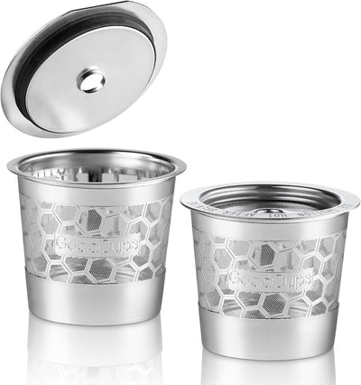 2-Pack 304 Stainless Steel Reusable K-Cup Pods Coffee Filters for Keurig K-Express, K-Elite, K-Duo, K-Mini, Mini