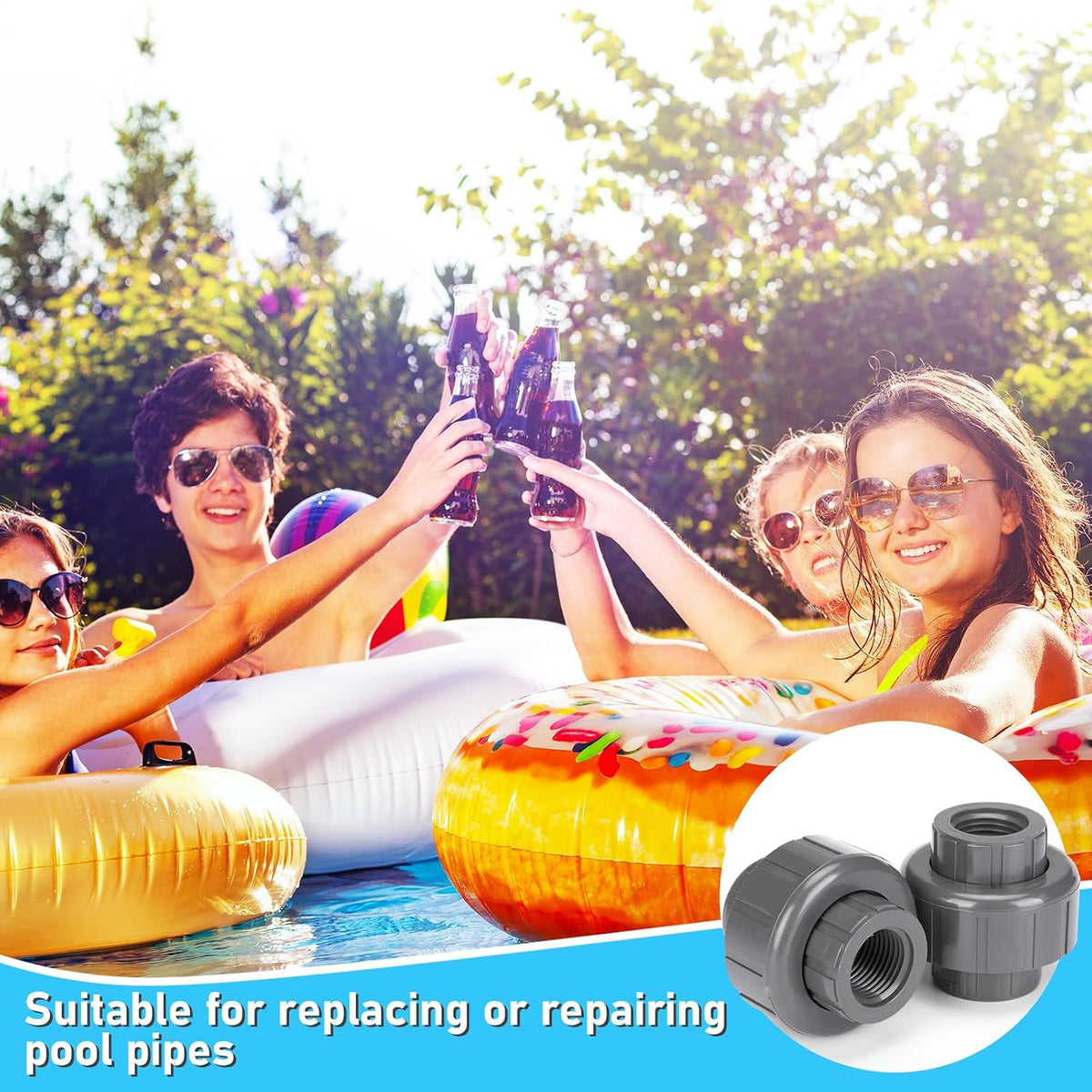 Pangda 4 Pack 1/2 Inch PVC Union Pipe Compatible with 898 Series