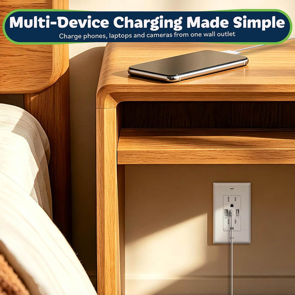 TOPGREENER 4.2A Dual Type A&C USB Wall Outlet, Charging Power Receptacle