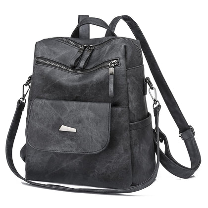Backpack Purse for Women, PU Leather Ladies Backpack, Black