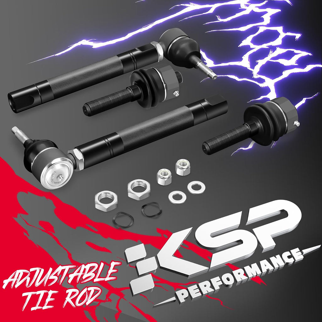 KSP Heavy Duty Tie Rod Ends Kits for Silverado Sierra 2500HD 3500HD 2011-2024, Front Lower Tie Rod Compatible with Chevy GMC, 0-6" Adjustable Tie Rod Repalce OE Inner and Outer Tie Rod Assembly, 2PC
