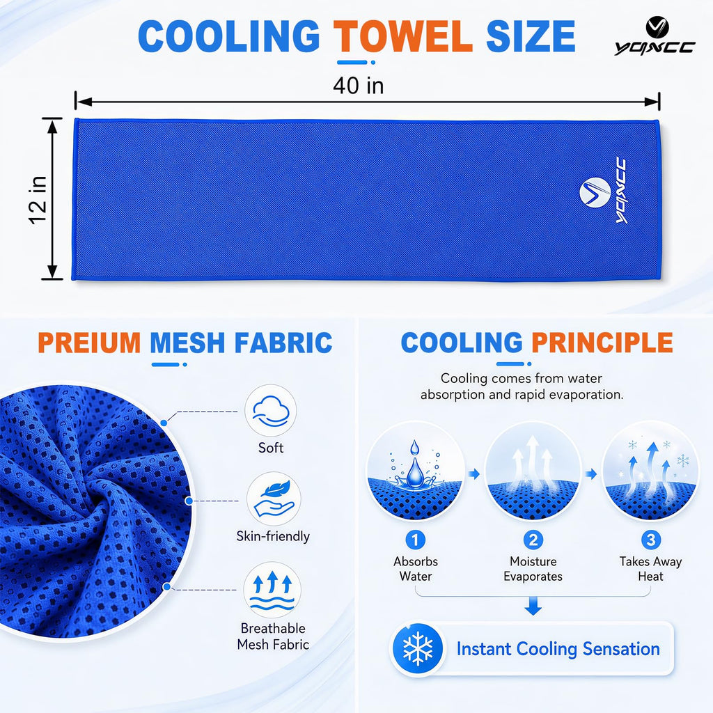 4 Pack Cooling Towels, 40"x12", Ice Cool Towels for Neck & Face