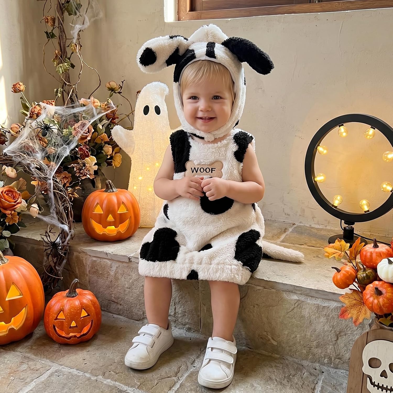 Dalmatian Costume Baby First Halloween Costumes | Newborn Baby Boy Girl Dalmation Costume Cute Spotted Puppy Dog
