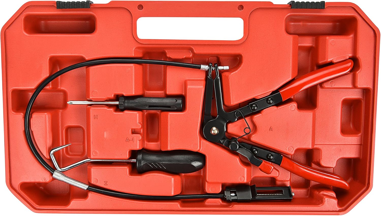 9pc Hose Clamp Pliers, Professional Automotive with Flexible Wire Long Reach, Clic R Type Swivel Jaw and Flat Band