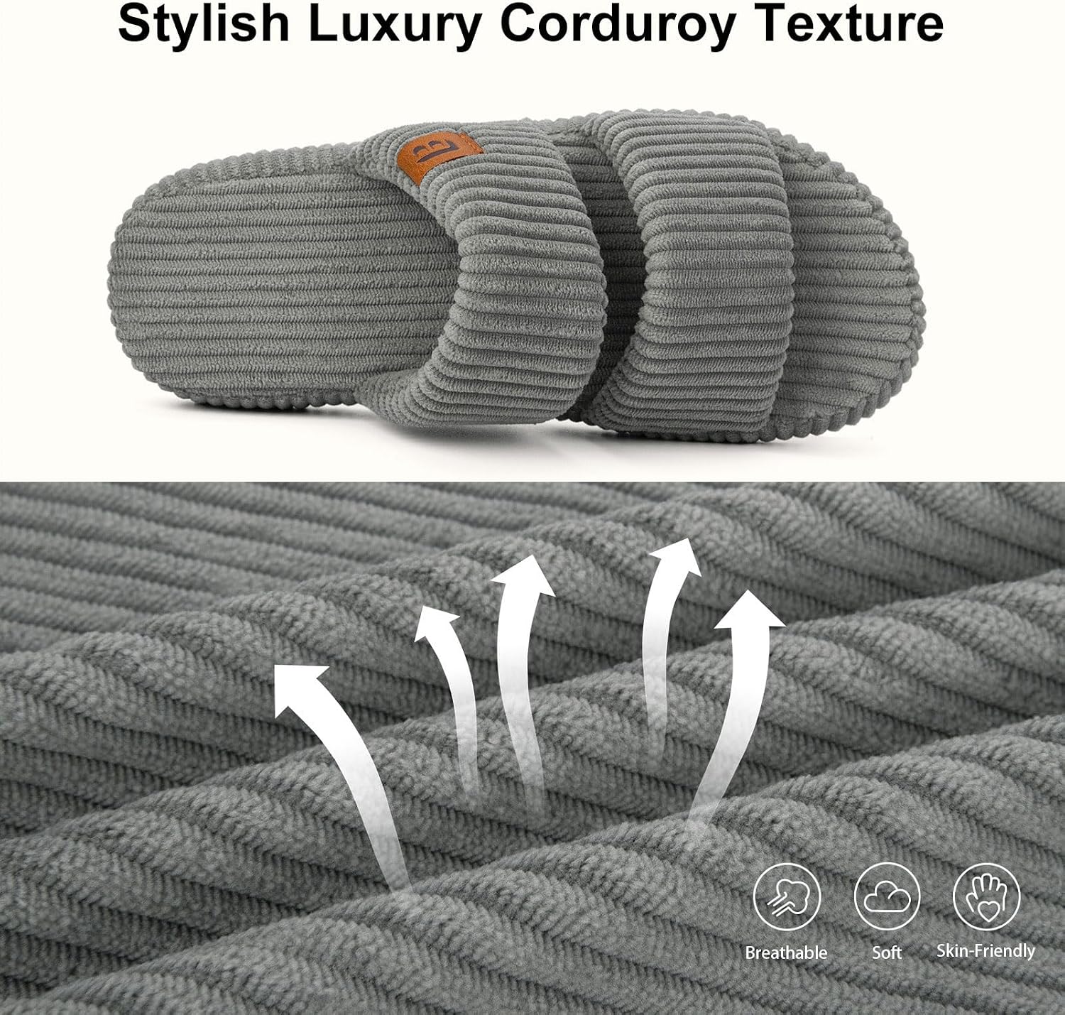 Slippers for Women Memory Foam Open Toe Slide Indoor House Shoes Slip On Bedroom Comfy Gift