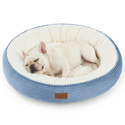 Round Donut Cat and Dog Cushion Bed, 30in Pet Bed for Medium or Large Dogs, Anti-Slip & Water-Resistant Bottom, Soft