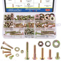 Glarks 180Pcs 1/4"-20 Grade 8 Coarse Thread Hex Bolts Nuts Screws Washers Assortment Kit, 5 Size 1/2", 3/4", 1", 1-1/4", 1-1/2" Hex Head Cap Screws and Hex Nuts Flat Washers Lock Washers Set