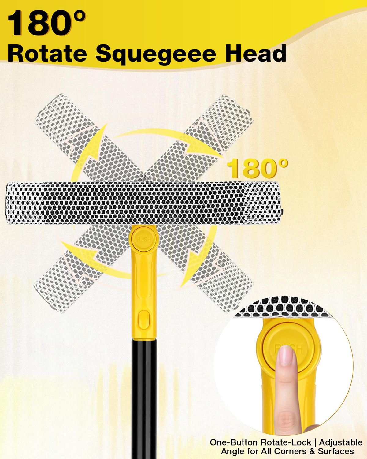 Window Squeegee with 57" Extension Pole for Home Window Glass Cleaning