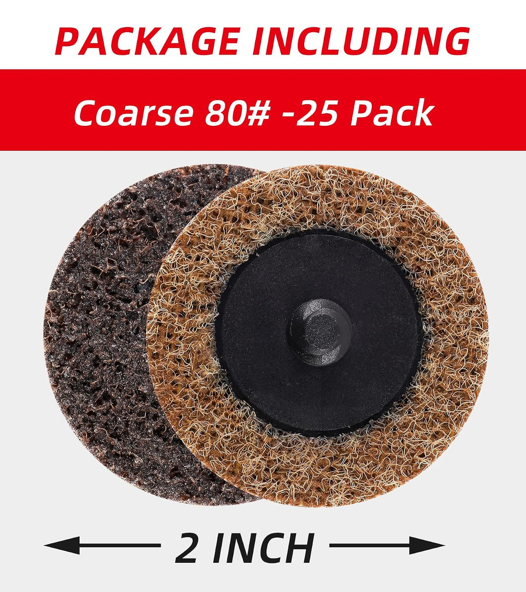 Abrasives 2" Nylon Surface Conditioning Quick Change Sanding Discs with R-Type Backing Coarse 80 Grit - 25 Pack