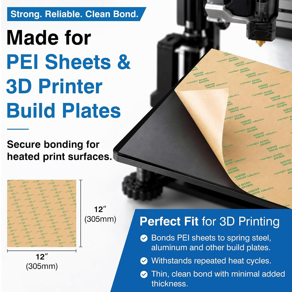 468MP Double Sided Adhesive Transfer Tape Sheets, 12" x 12", 10 Pack