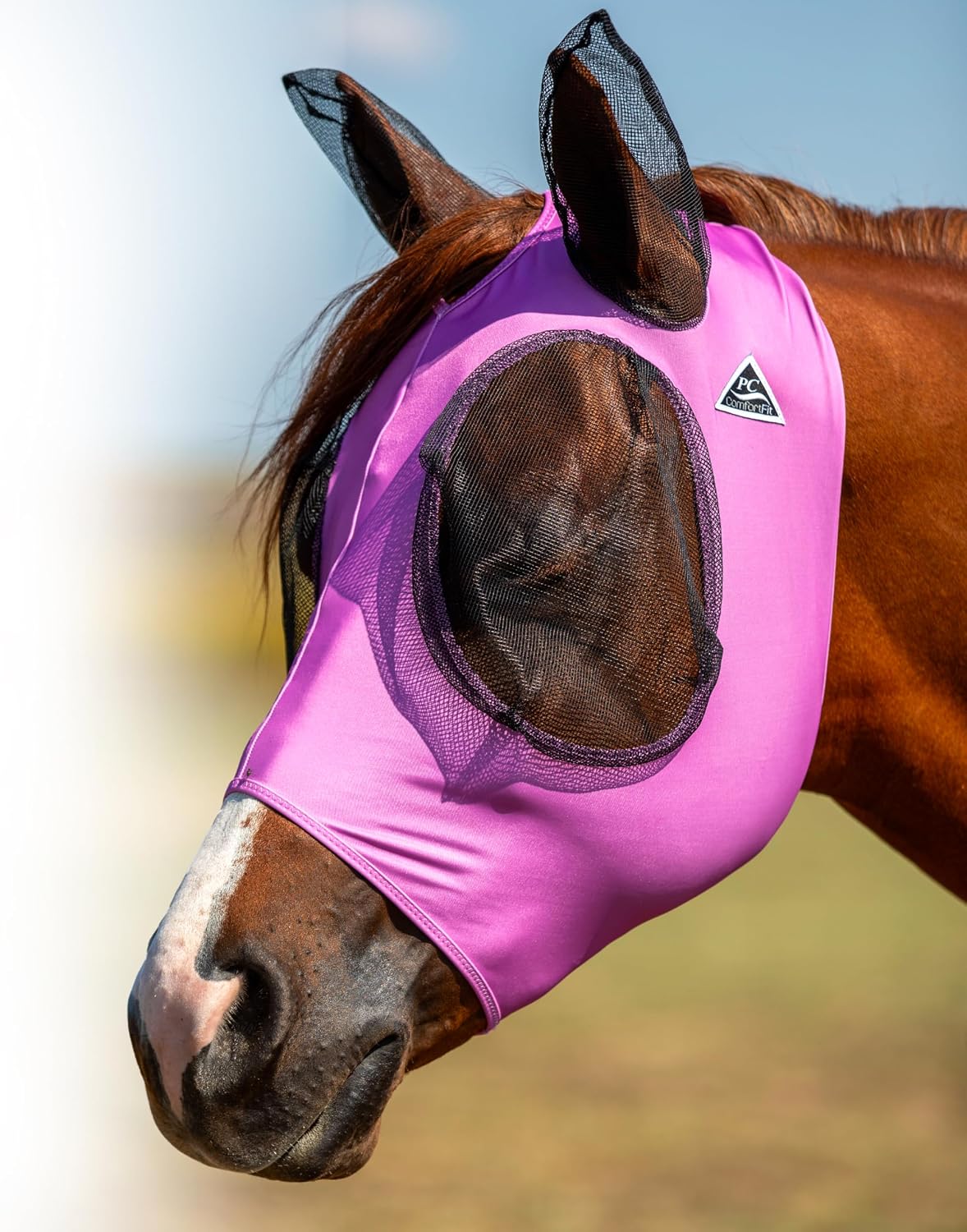 Comfort-Fit Fly Mask | Smooth, Stretchy Material | Mesh Around The Eyes and Ears Allows for Clear Vision and Keeps