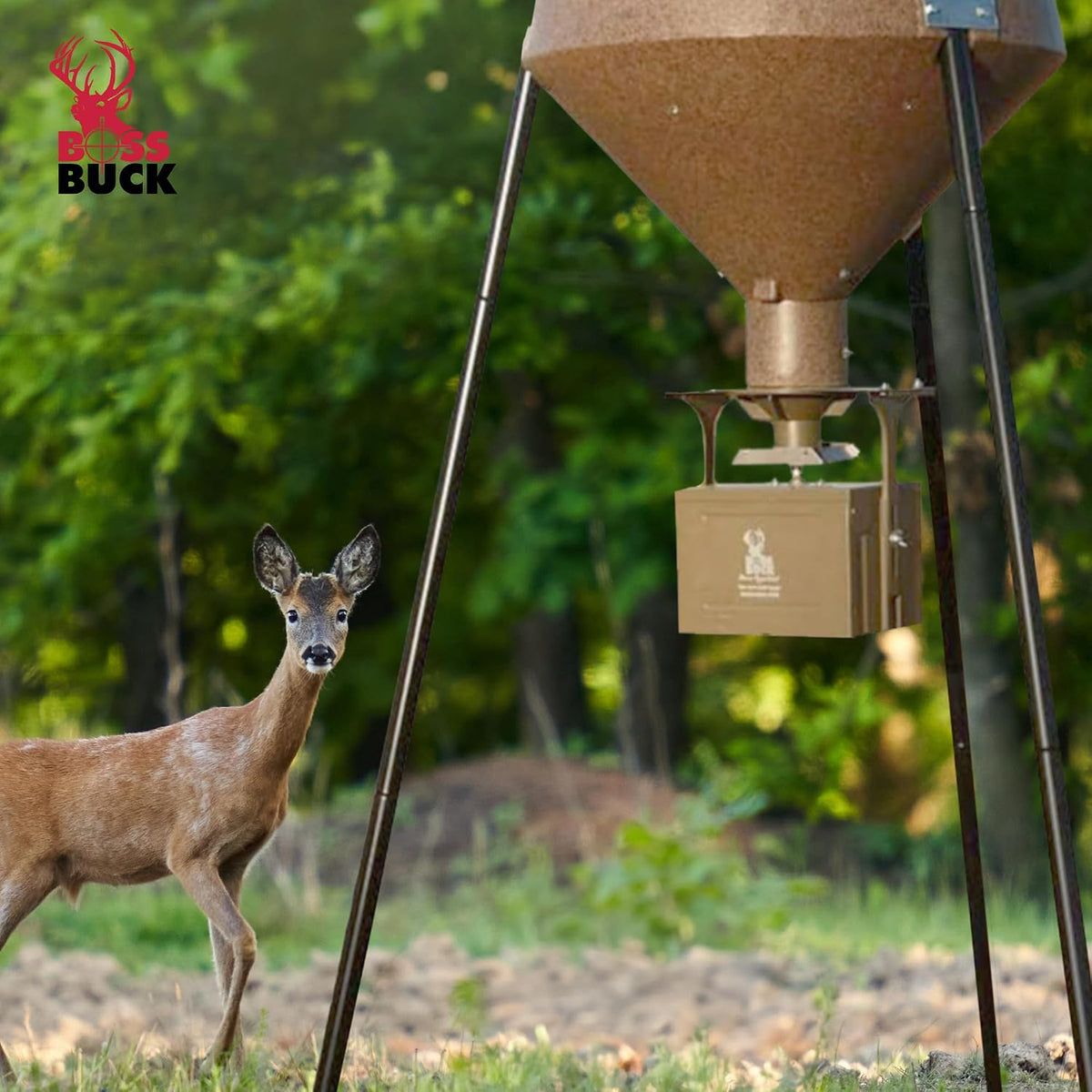 200 LB Deer Feeder/Hunting Durable Lightweight Plastic UV Protected Waterproof Game Feeder with 12V Spinner Automatic