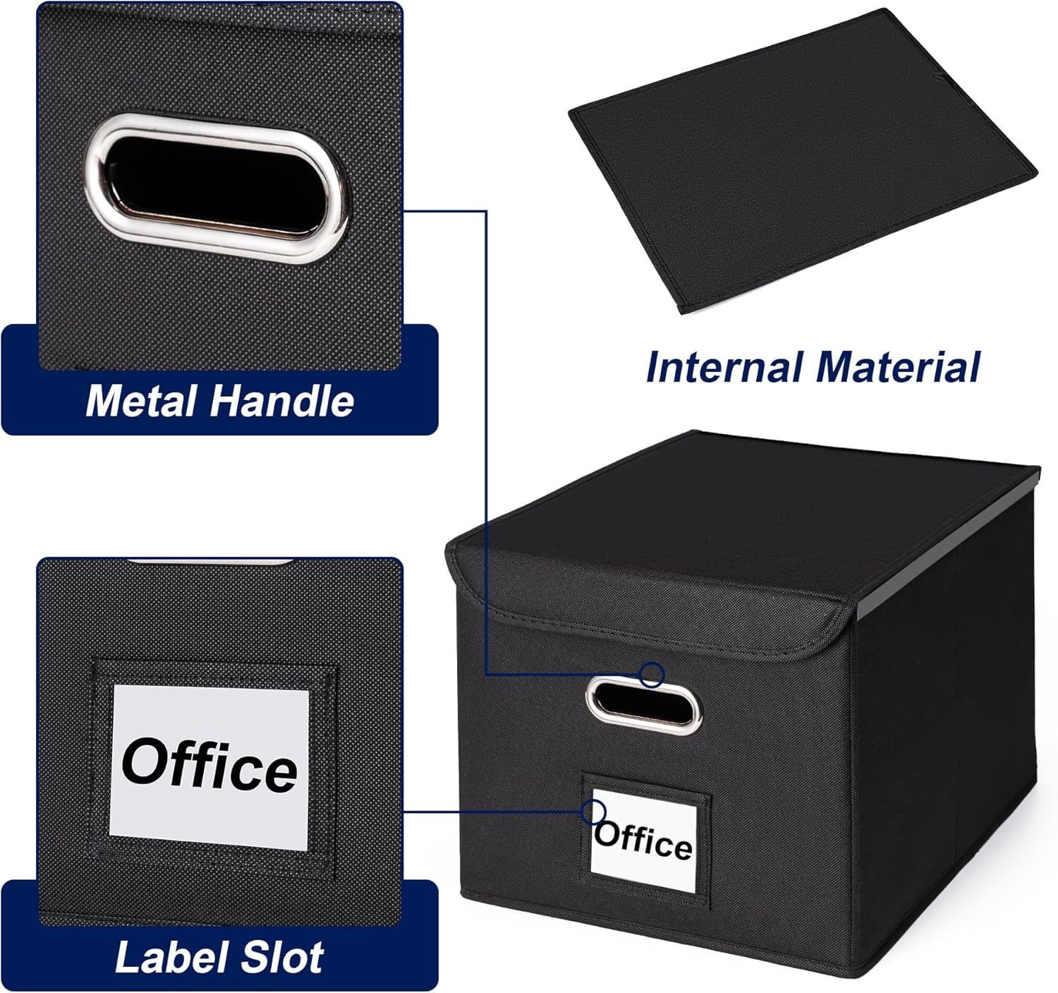File Organizer Box with Lid, Large Hanging File Folder Organizer with Plastic Slide, Collapsible Portable Filing