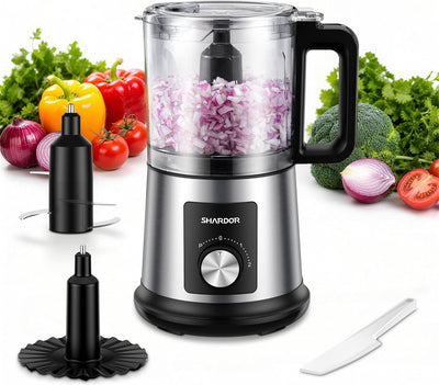 Electric Food Processor, 4 Cup Food Chopper with 3 Speed Settings (Pulse + Hands-Free 1&2), 400W Powerful Motor, 4