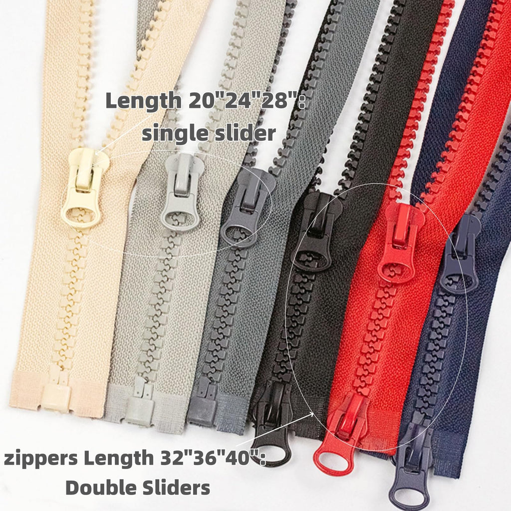 Separating Zippers #8Two Way Plastic Zipper Double Slider 6pcs32