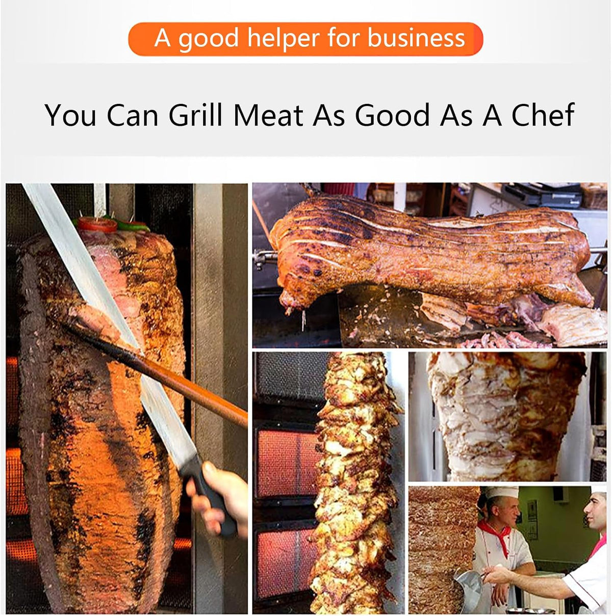 Electric Shawarma Machine, Home Vertical Rotisserie, Gyro Broiler, with 2 Heating Tubes, Meat Catcher for Outdoor