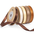 Brown Satin Ribbon Set 3/8" x 50 Yards, 5 Rolls