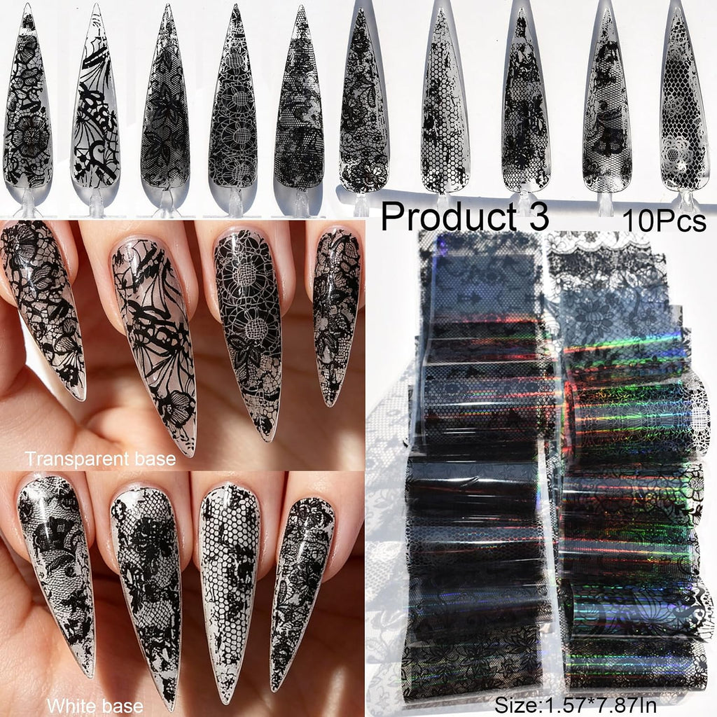 58 Sheets Nail Art Transfer Foil Stickers,1.57x7.87In