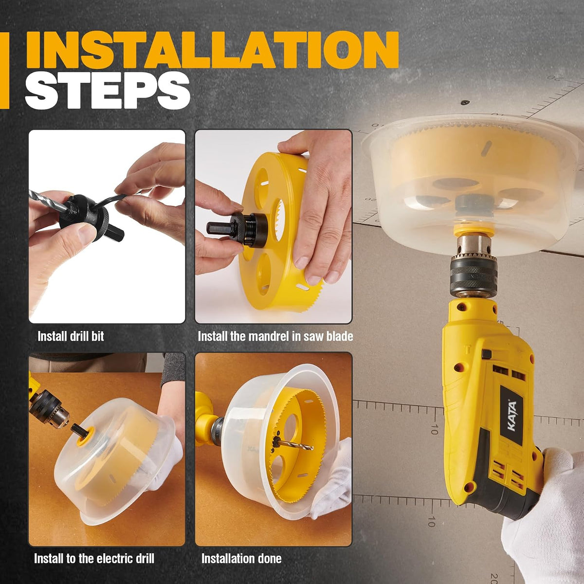 KATA 6 Inch Hole Saw for Recessed Lights with Silicone Dust Bowl Catcher