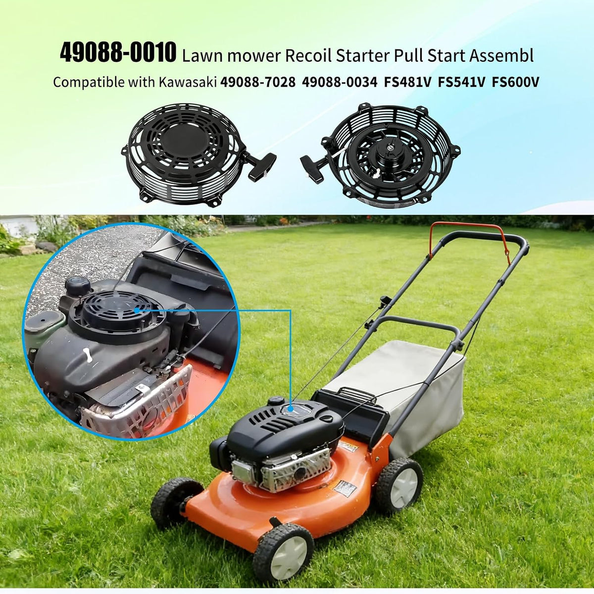 49088-0034 Lawn Mower Recoil Starter Compatible with Kawasaki Lawn Mower