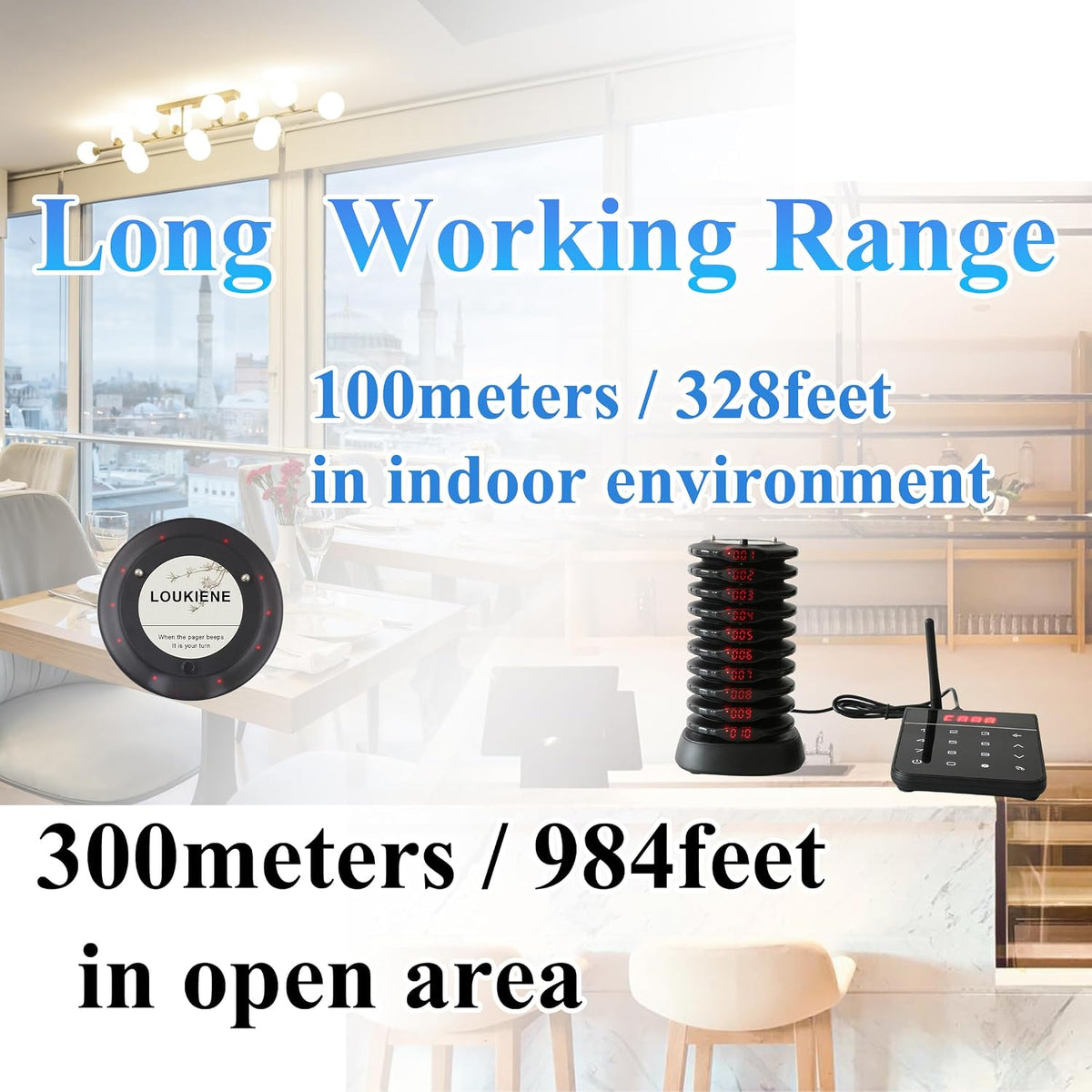 Restaurant Pager System, 10 Coaster Pagers, Food Ready Buzzers