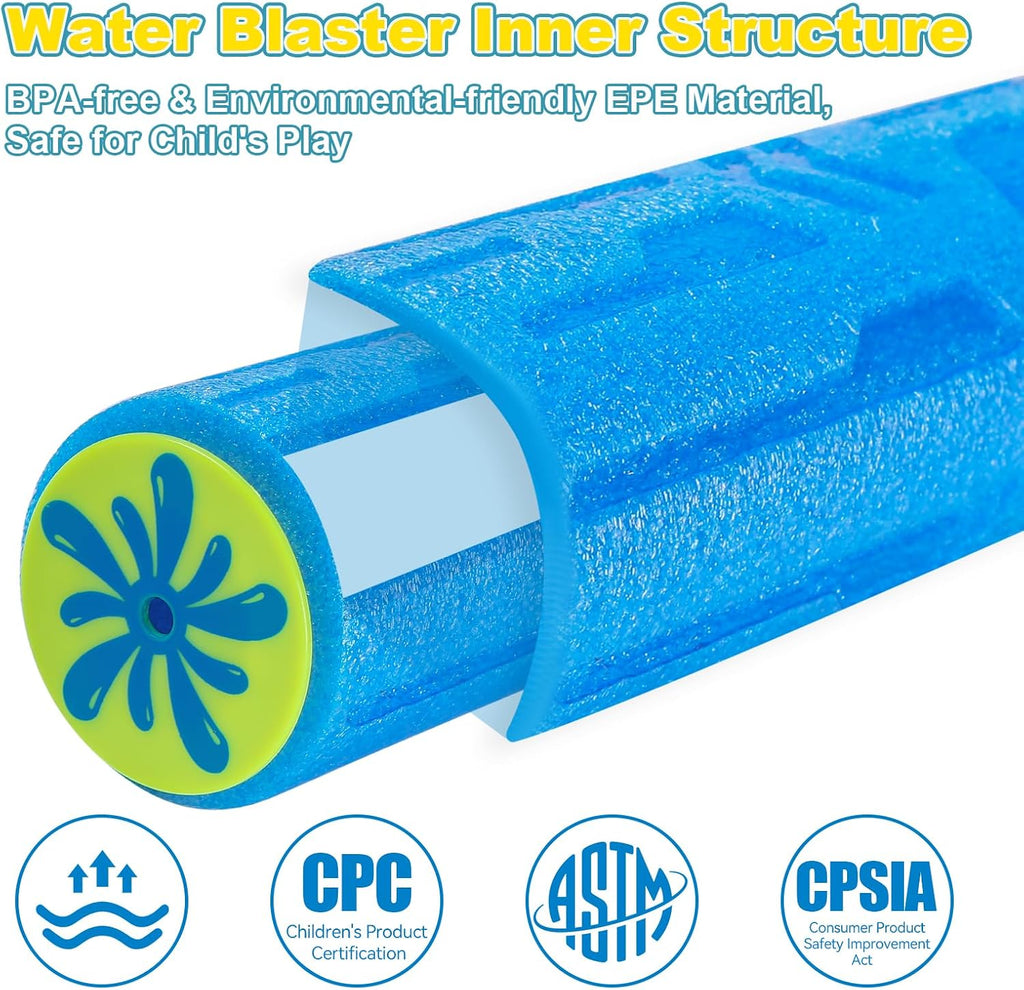 Water Blasters, 6 Pack Foam Water Guns for Kids Adults, Pool Toys Water Squirter Comfortable Handle