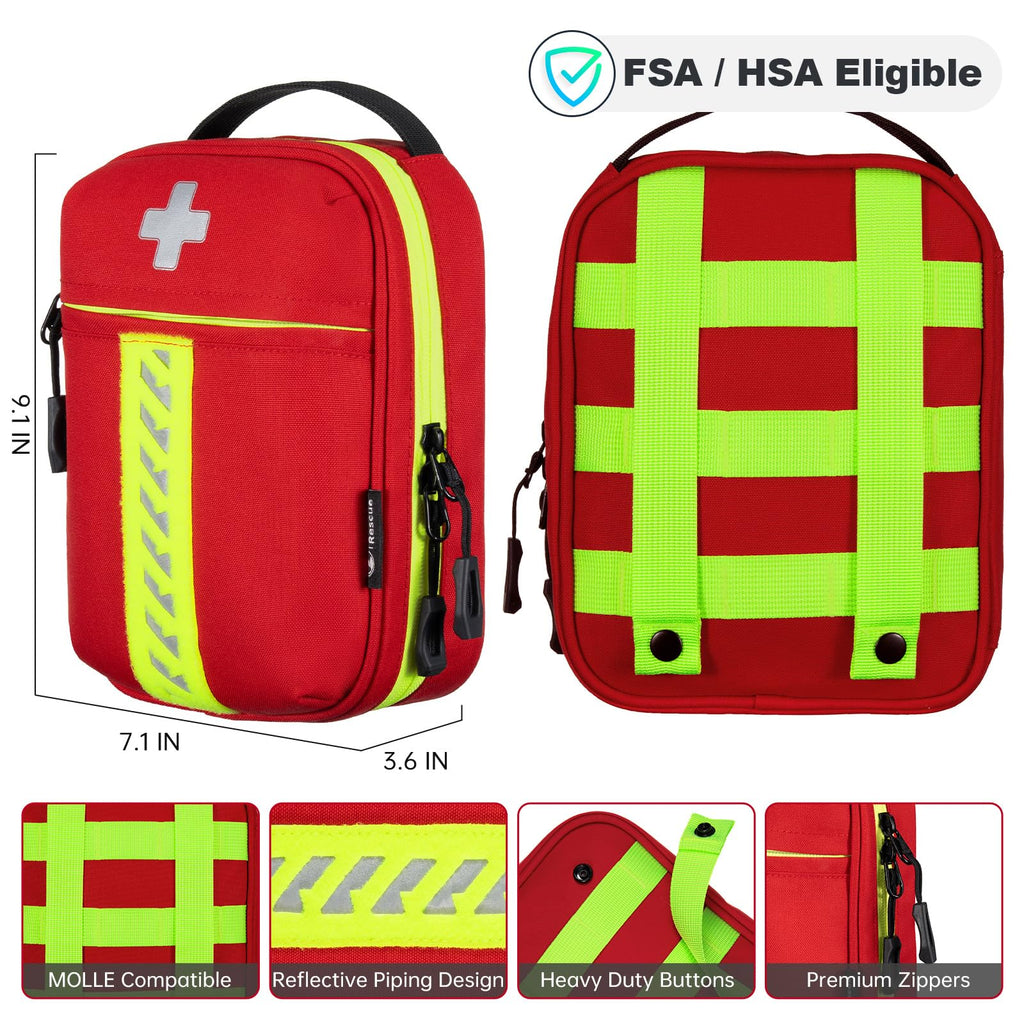 Small Compact First Aid Kit, Organized Pouch with Zip-Closure