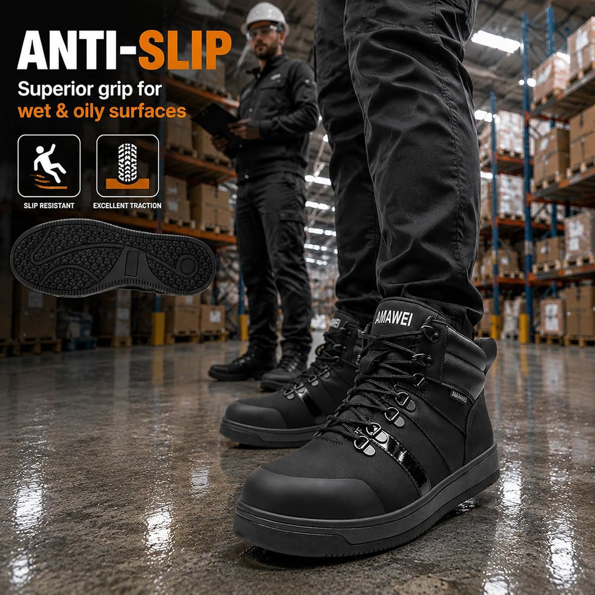 Steel Toe Boots For Men,Non Slip Work Boots