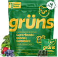 Gruns Adults Super Greens Gummies, Multivitamin Superfood Gummy Bears, Spirulina, Chlorella, Prebiotics & Fiber