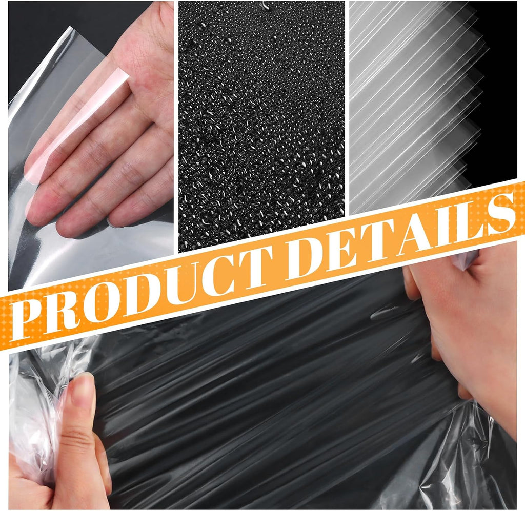 100 Pack 12 x 18 inch 1 Mil Clear Plastic Flat Poly Bags Clothing