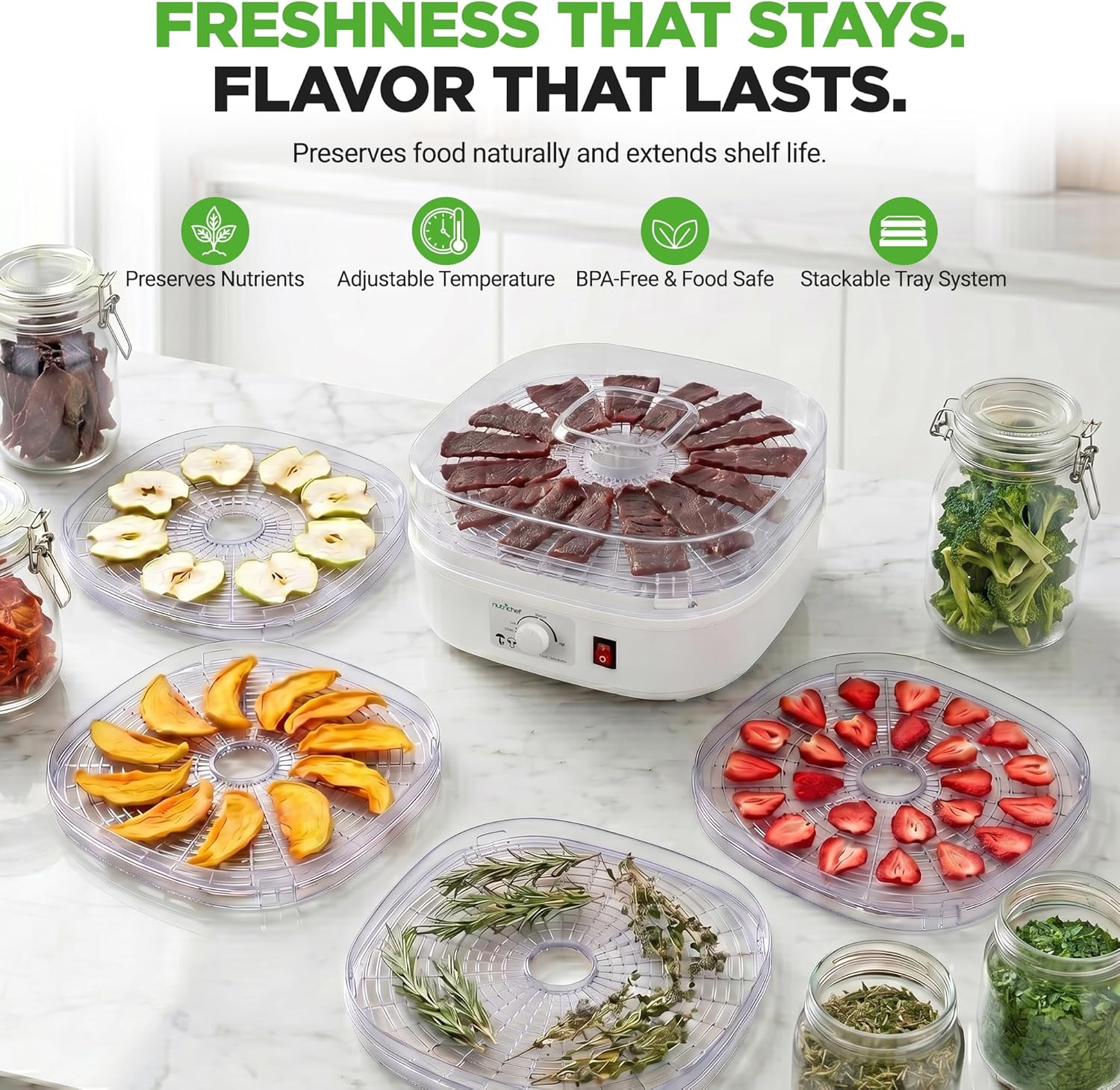 Food Dehydrator Machine | Multi-Tier Appliance for Home Use | Perfect for Beef Jerky, Fruits, Vegetables & Dog Treats