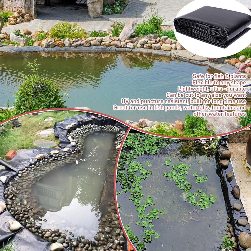 Pond Liner 13 X 20 Ft,20 Mil for Outdoor Ponds HDPE Flexible & Durable
