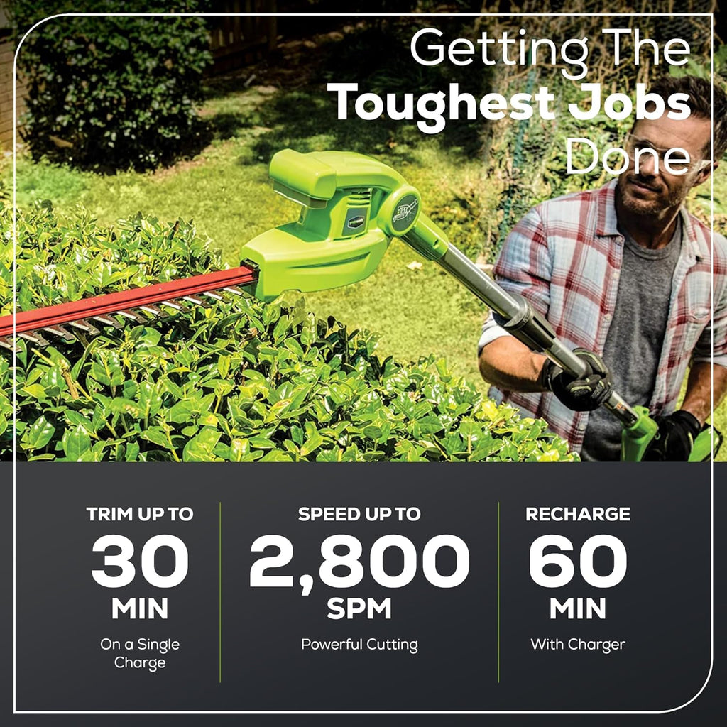 40V 20" Cordless Pole Hedge Trimmer, 2.0Ah Battery and Charger Included