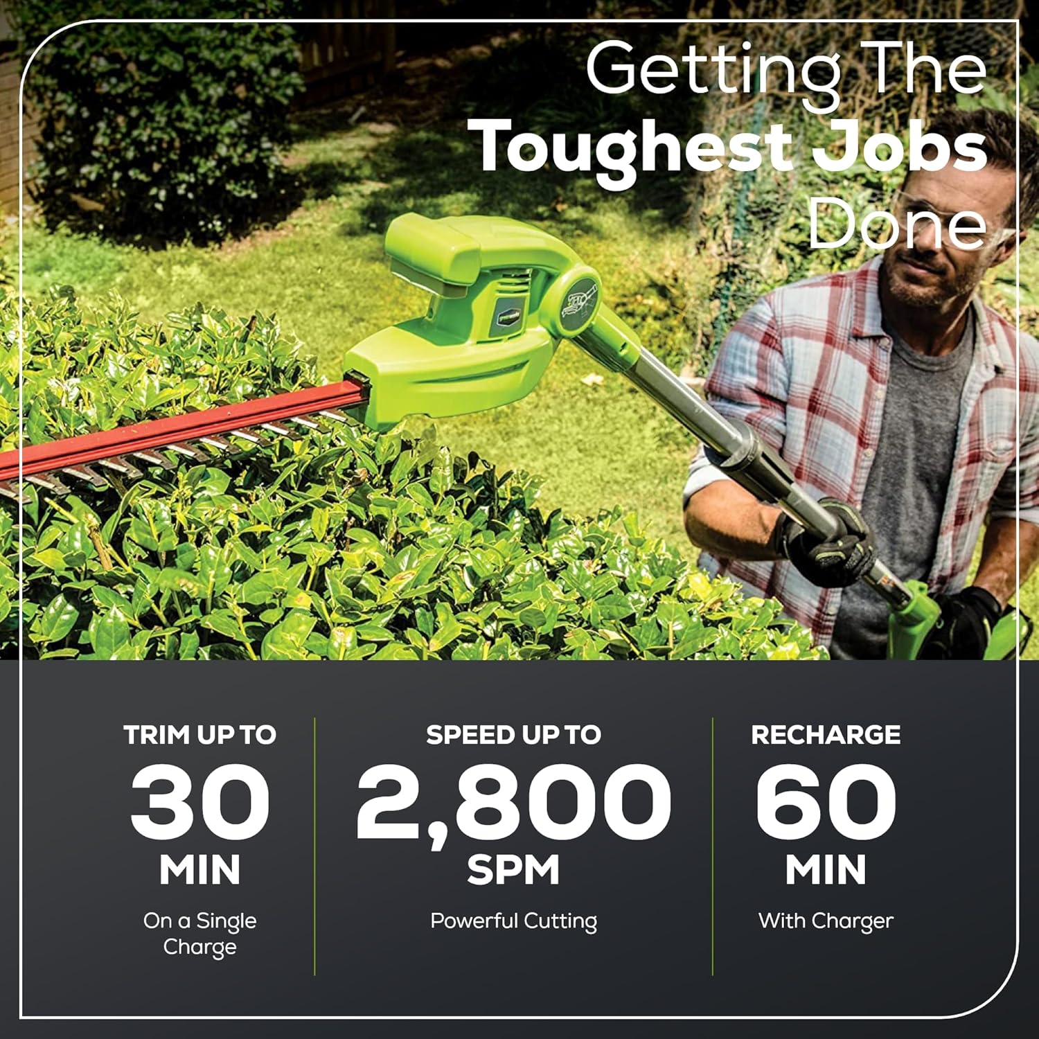 40V 20" Cordless Pole Hedge Trimmer, 2.0Ah Battery and Charger Included