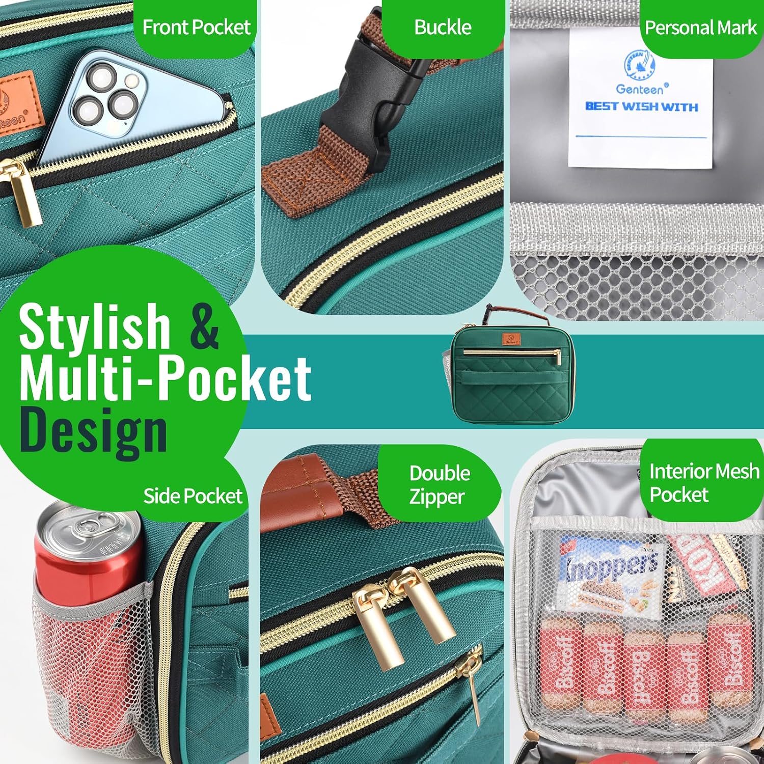 Lunch Box for Kids, Boys - Insulated Small LunchBox Reusable, Zip Closure & Buckle Handle, Portable Cooler for Work