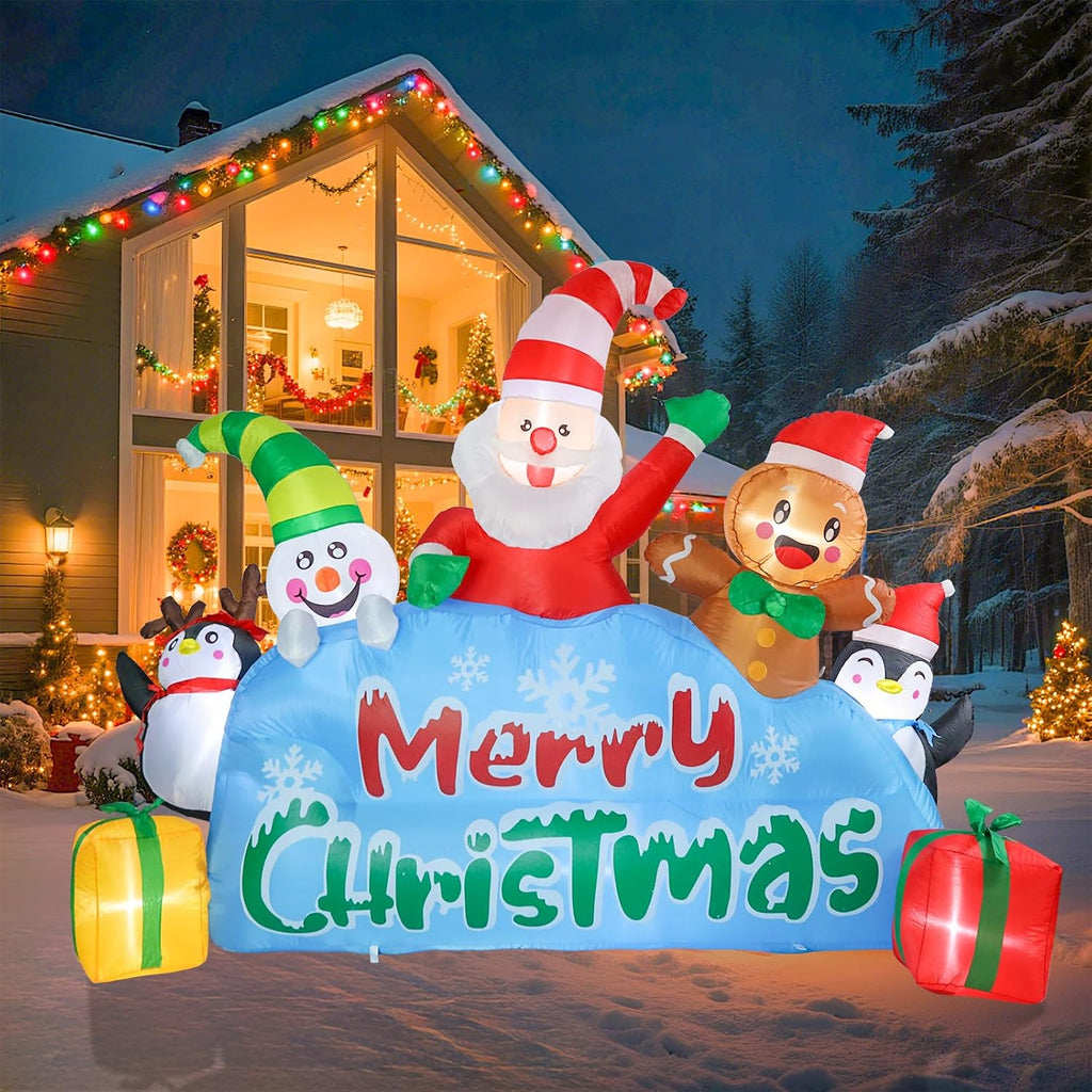 8.53 FT Christmas Inflatable Outdoor Holiday Celebrate Decor | Waterproof Material, Christmas Blow Up, Built-in LED