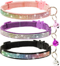 Breakaway Cat Collar with Bells, 3 Pack Rhinestone Pet Collars