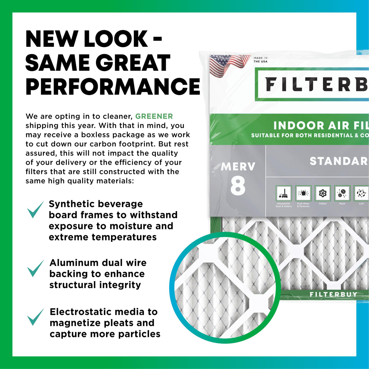 20x20x2 Air Filter MERV 8 Dust & Allergy Defense (3-Pack)