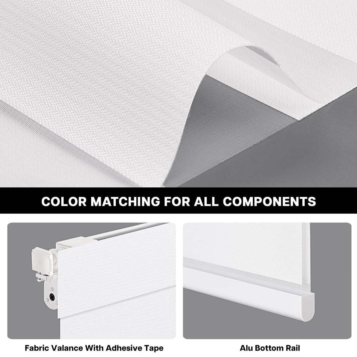 No Drill Zebra Blinds for Windows 34" W x 64" H, White