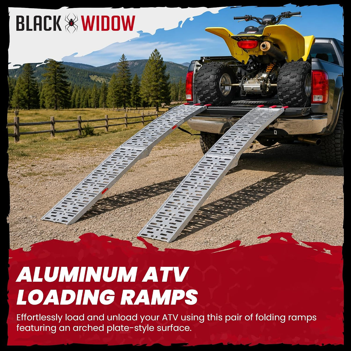 Aluminum Folding ATV Loading Ramps, 1,500 lb, 7 Ft 5 in, 2-Pack