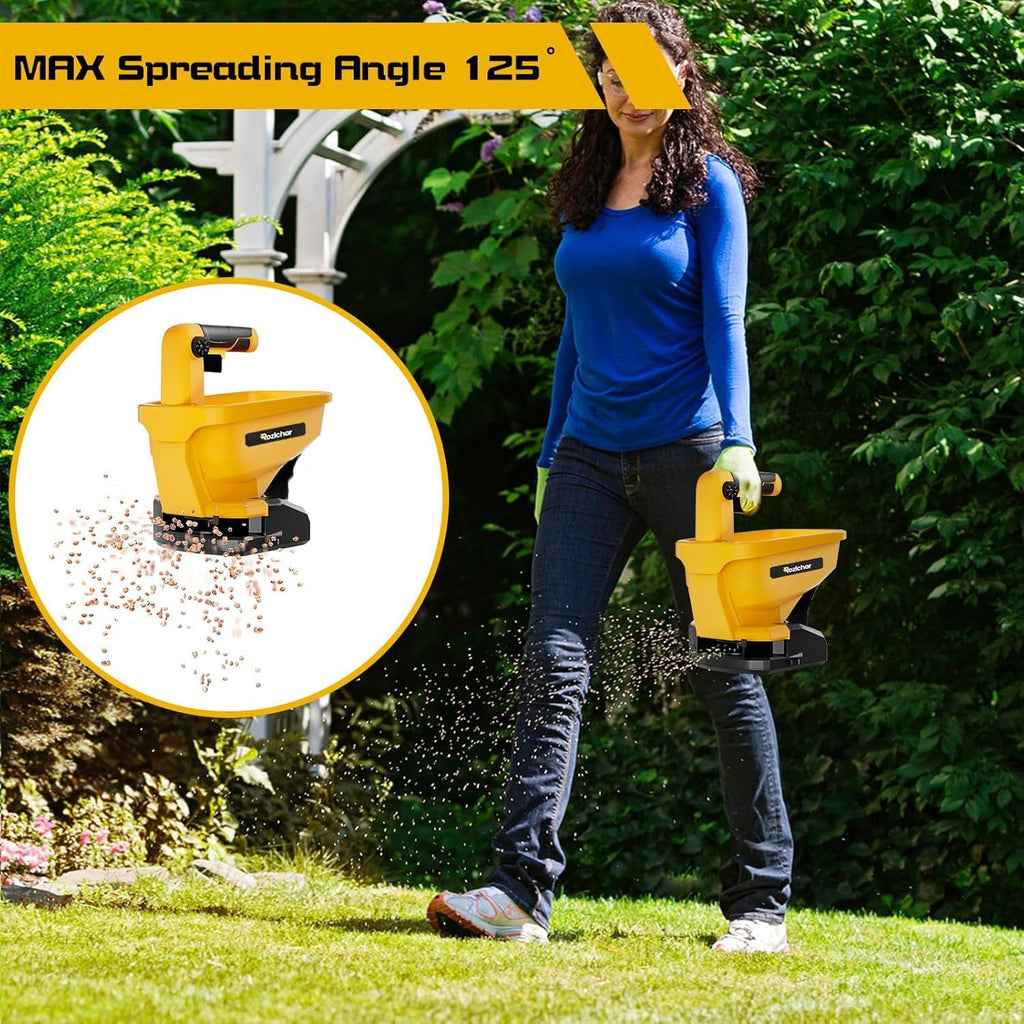 Power Spreader Compatible for Dewalt 20V/60V, Covers 5,000 sq. ft. | Seed spreader, year-round use, tool only