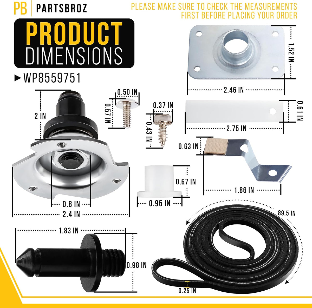 Dryer Belt Bearing Kit for General Electric GE DBSR463EG6WW
