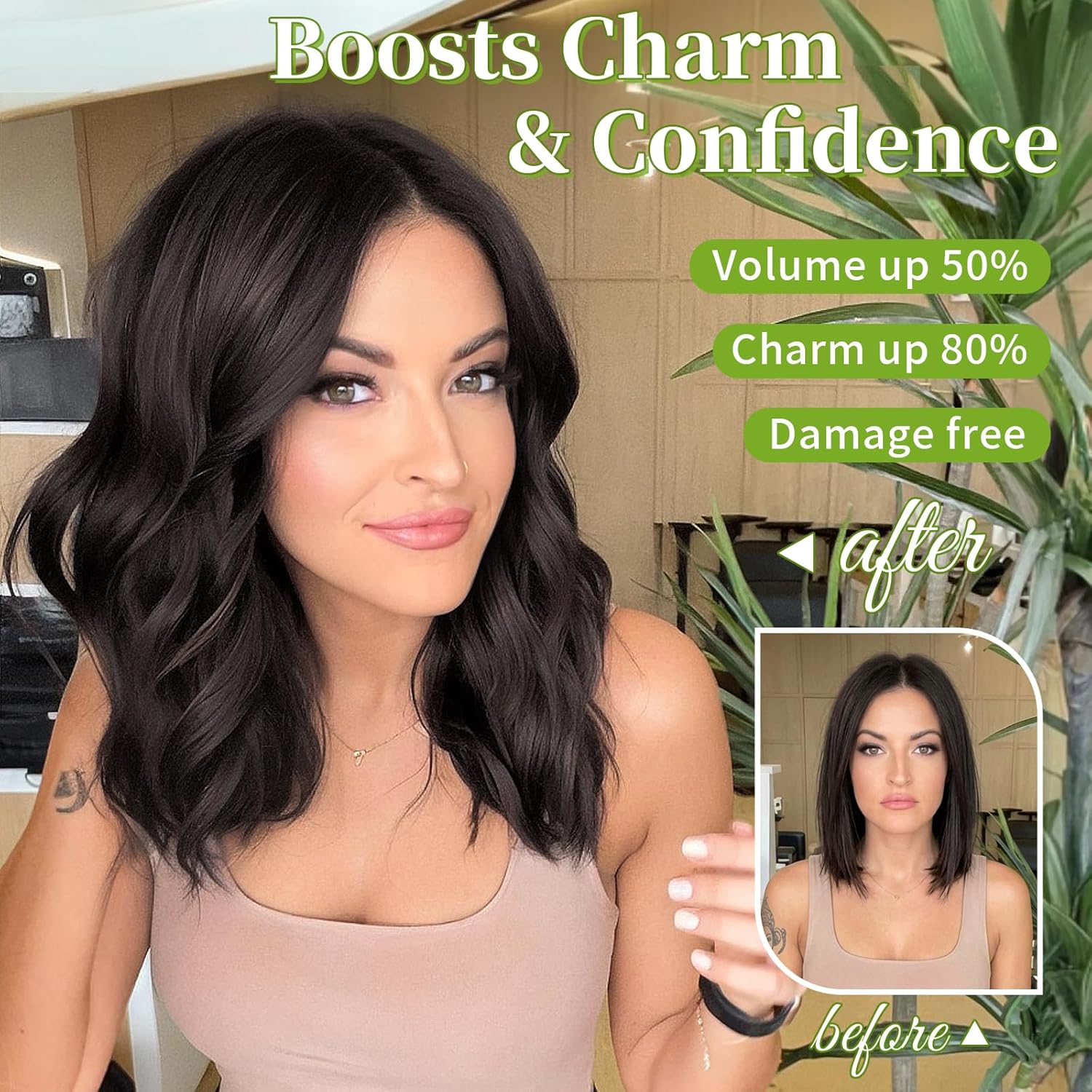 Wavy Invisible Wire & Clip In Hair Extensions Dark Brown/6# 12" | 1 Single Piece Clip In Extension,Adjustable Size