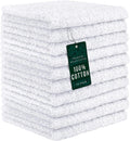 100% Cotton Washcloths 12x12 in, White (10 Pack)