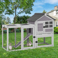 Large Rabbit Hutch Outdoor 2-Level Wooden Chicken Coop Indoor Weatherproof Bunny Cage Guinea Pig House with