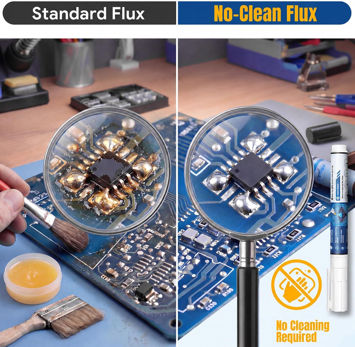 No Clean Soldering Pen Kit for PCB Rework SMD Through Hole Repair