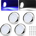 RVZONE 3" White & Blue Dual‑Color Boat Courtesy Lights, 4‑Pack IP68